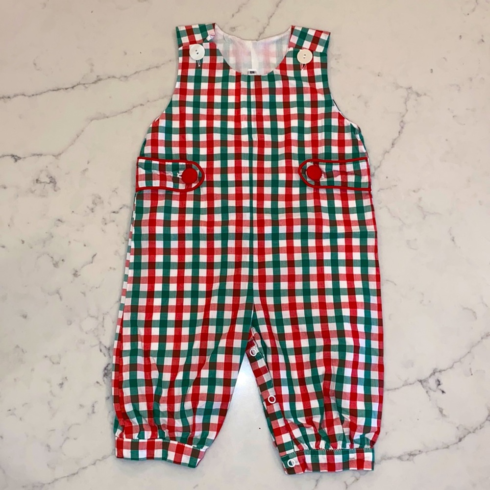 NWOT Cecil and Lou Boy’s Christmas Pant Romper (6m)